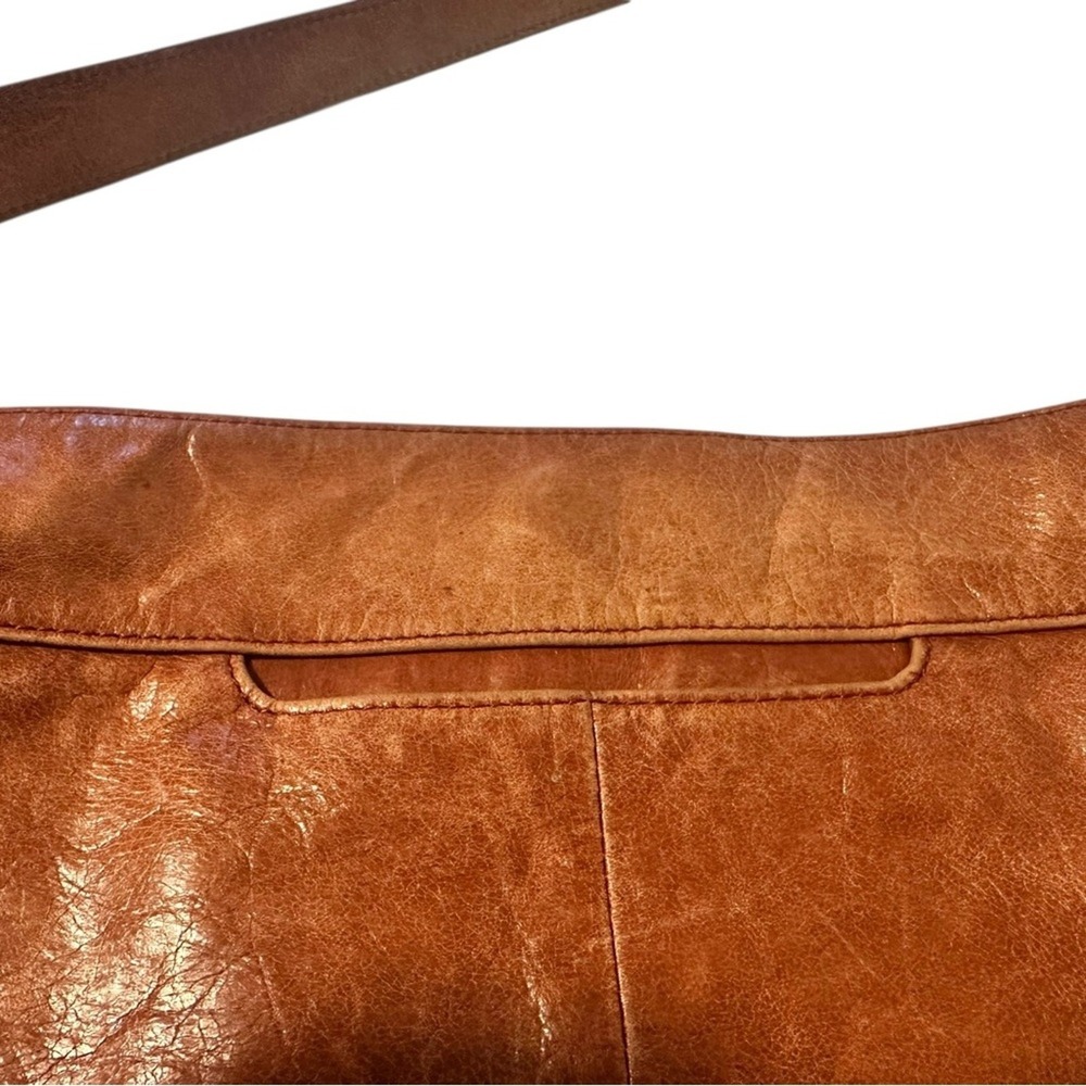Hobo Originals Brown Leather Shoulder Bag Magnetic Top Zipper Side Pocket - Picture 3 of 8